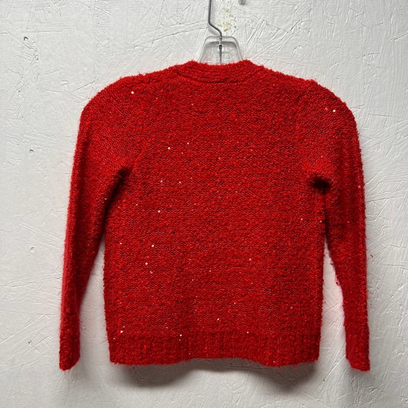 Cat & Jack sz 6/6X bright red open front sequin thread sweater cardigan - Picture 4 of 6